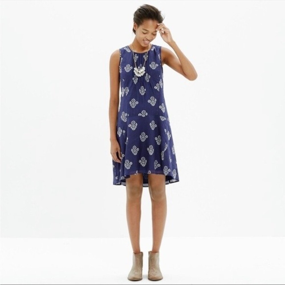 Madewell Silk Skyscape Dress in Flower Stamp